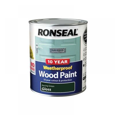 Ronseal 38778 10 Year Weatherproof Wood Paint Racing Green Gloss 750Ml