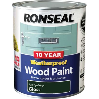 Ronseal 38778 10 Year Weatherproof Wood Paint Racing Green Gloss 750Ml - Thumbnail 2