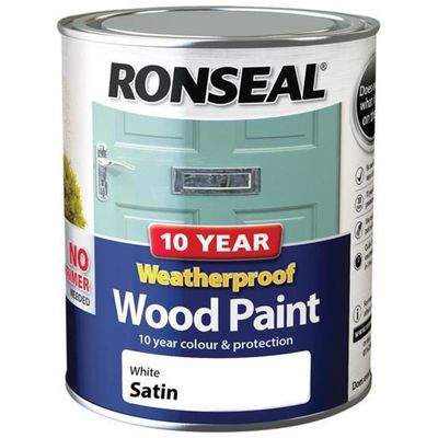 Ronseal 38787 10 Year Weatherproof Wood Paint White Satin 750Ml - Thumbnail 2