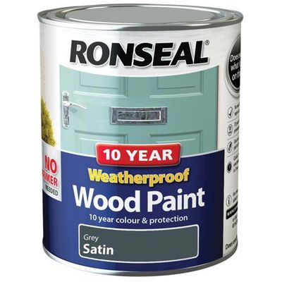 Ronseal 38789 10 Year Weatherproof Wood Paint Grey Satin 750Ml - Thumbnail 2