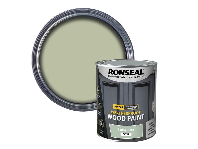 Ronseal 38790 10 Year Weatherproof Wood Paint Spring Green Satin 750Ml - Image 1