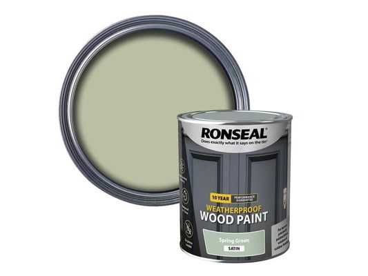 Ronseal 38790 10 Year Weatherproof Wood Paint Spring Green Satin 750Ml