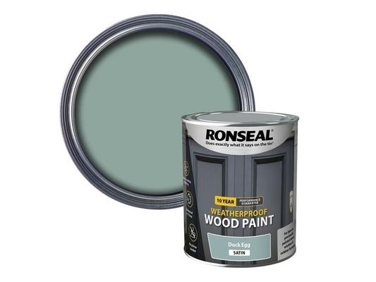 Ronseal 38792 10 Year Weatherproof Wood Paint Duck Egg Blue Satin 750Ml