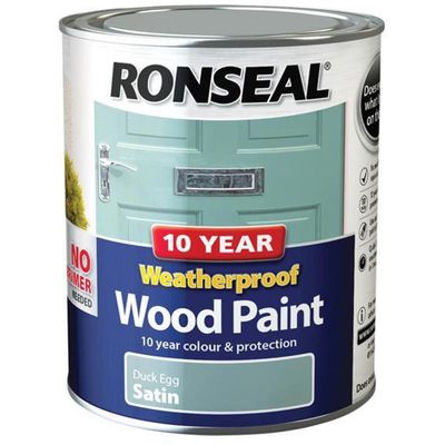 Ronseal 38792 10 Year Weatherproof Wood Paint Duck Egg Blue Satin 750Ml - Thumbnail 2
