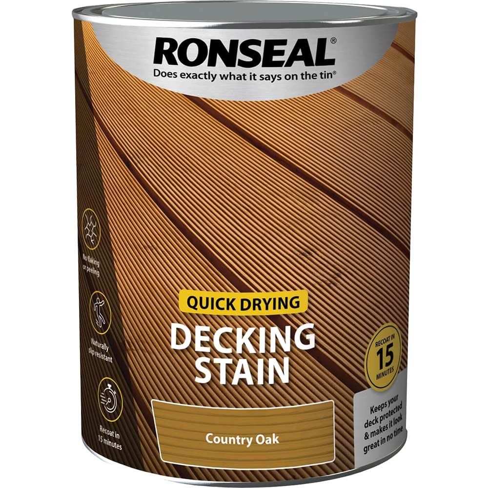 Ronseal 39084 Quick Drying Decking Stain Country Oak 5 Litre - Image 1