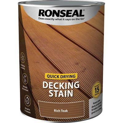 Ronseal 39087 Quick Drying Decking Stain Rich Teak 5 Litre