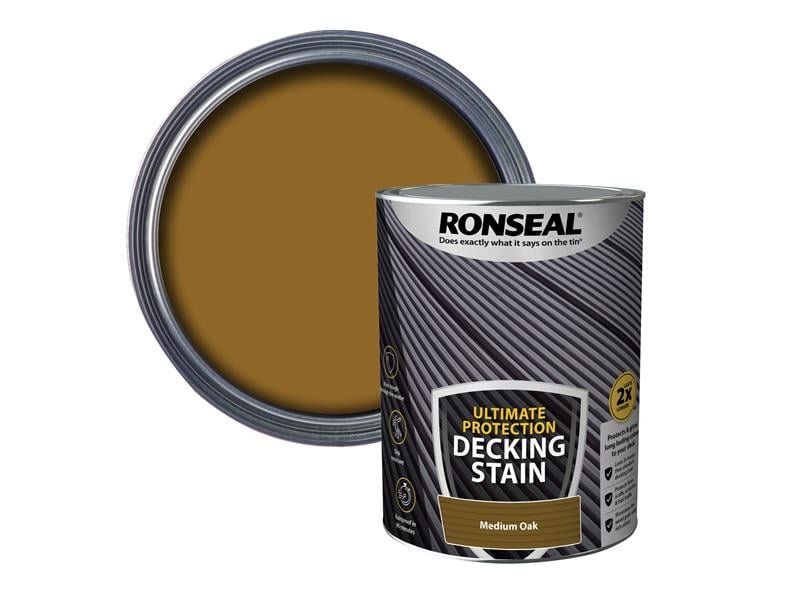 Ronseal 39115 Ultimate Protection Decking Stain Medium Oak 5 Litre - Image 1