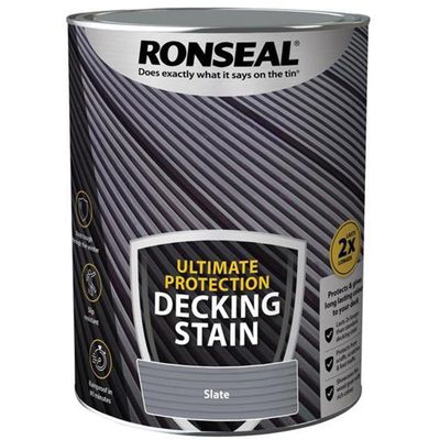 Ronseal Ultimate Protection Decking Stain Slate 5 Litre - 39123 - Durable, Weather-resistant - Slate