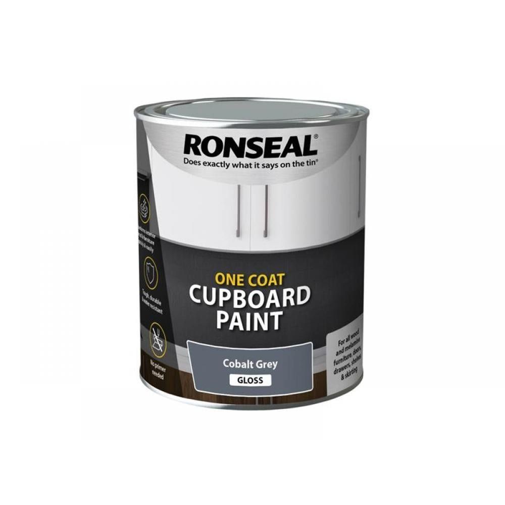 Ronseal 39370 One Coat Cupboard Paint Cobalt Grey Gloss 750Ml - Image 1