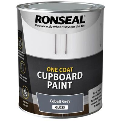 Ronseal 39370 One Coat Cupboard Paint Cobalt Grey Gloss 750Ml - Thumbnail 2