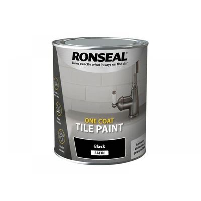 Ronseal 39374 One Coat Tile Paint Black Satin 750Ml