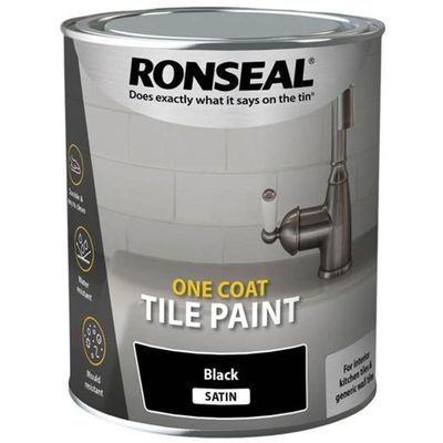 Ronseal 39374 One Coat Tile Paint Black Satin 750Ml - Thumbnail 2
