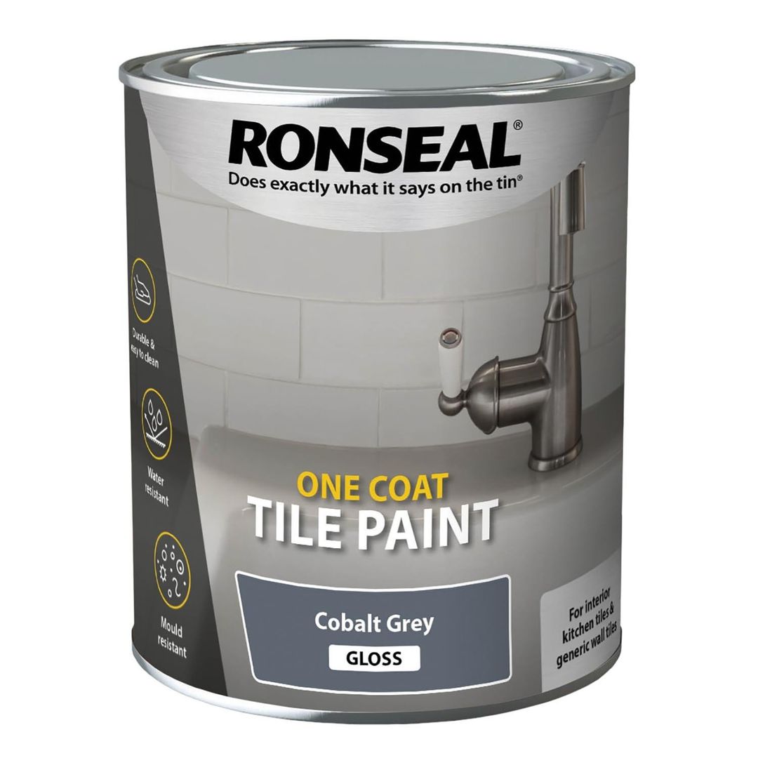 Ronseal 39376 One Coat Tile Paint Cobalt Grey Gloss 750Ml - Image 1