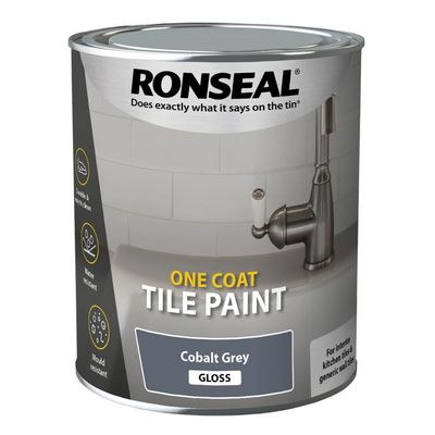 Ronseal 39376 One Coat Tile Paint Cobalt Grey Gloss 750Ml
