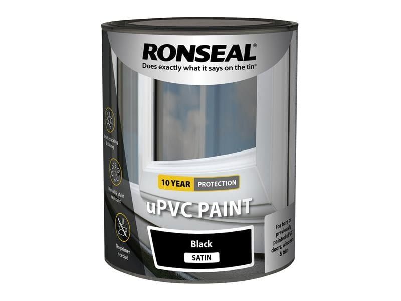 Ronseal 39393 Upvc Paint Black Satin 750Ml - Image 1