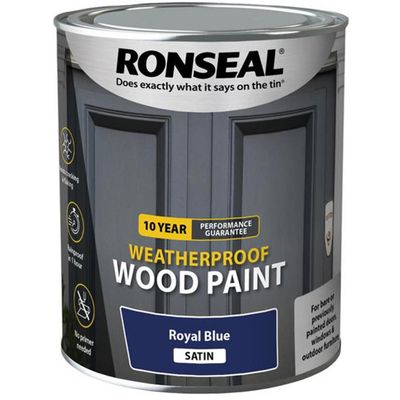 Ronseal 39397 10 Year Weatherproof Wood Paint Royal Blue Satin 750Ml - Thumbnail 2