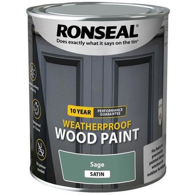 Ronseal 39398 10 Year Weatherproof Wood Paint Sage Satin 750Ml - Thumbnail 2