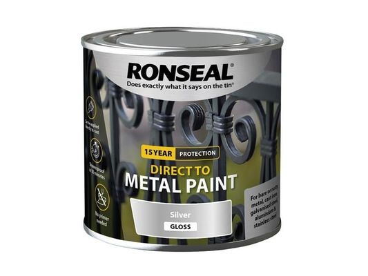 Ronseal 39403 Direct To Metal Paint Silver Gloss 250Ml