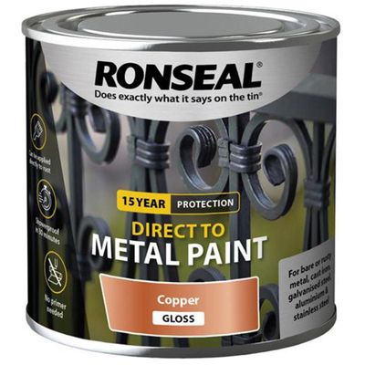 Ronseal 39405 Direct To Metal Paint Copper Gloss 250Ml - Thumbnail 2