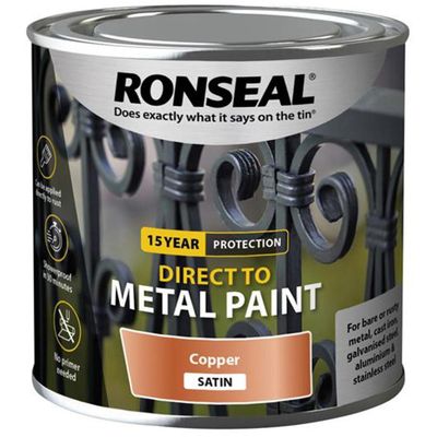 Ronseal 39406 Direct To Metal Paint Copper Satin 250Ml - Thumbnail 2