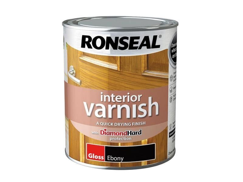 Ronseal 39420 Interior Varnish Quick Dry Gloss Ebony 750Ml - Image 1