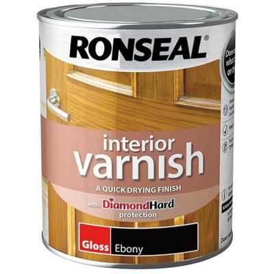 Ronseal 39420 Interior Varnish Quick Dry Gloss Ebony 750Ml - Thumbnail 2