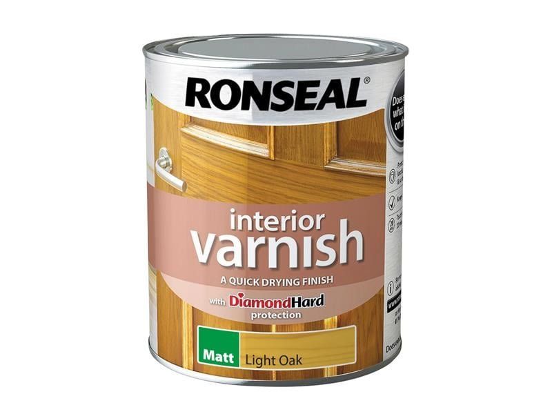 Ronseal 39429 Interior Varnish Quick Dry Matt Light Oak 750Ml - Image 1