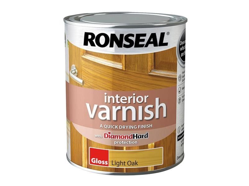 Ronseal 39431 Interior Varnish Quick Dry Gloss Light Oak Gloss 750Ml - Image 1