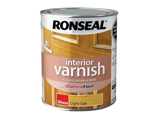 Ronseal 39431 Interior Varnish Quick Dry Gloss Light Oak Gloss 750Ml