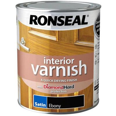 Ronseal 39432 Interior Varnish Quick Dry Satin Ebony 750Ml - Thumbnail 2