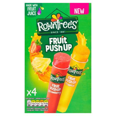 Rowntree's Fruit Push Up Strawberry & Tropical 4x90ml