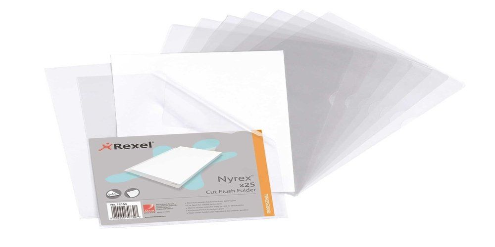 Rexel Nyrex A4 Cut Flush Folders Clear (25) - Image 1