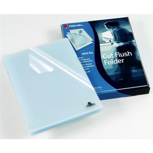 Rexel Cut Flush Folders A4 Clear (100) - Image 1
