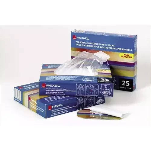 Rexel AS1000 Plastic Waste Bags for Large Office Shredders 115L (pack of 100) - Image 1