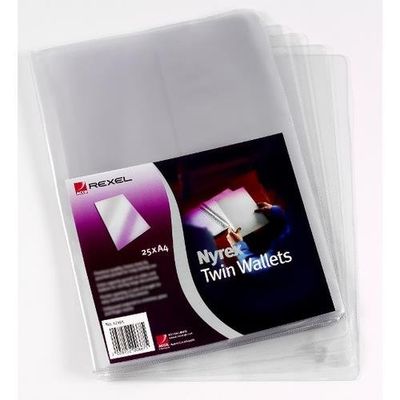 Rexel Nyrex™ Twin Wallets A4 Size Clear (25)