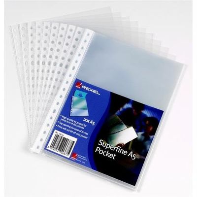 Rexel Superfine Top Opening Embossed A5 Pocket Clear (20)