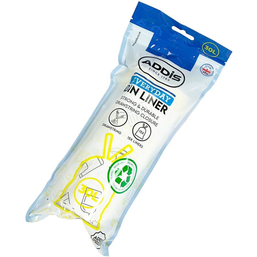 Addis Drawstring Bin Liner 30L 15 Liners 520091 - Image 1