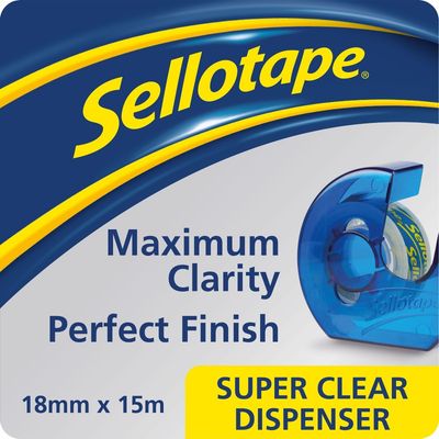 Sellotape Super Clear Tape and Dispenser 18mm x 15m (Pack 6) - 1765966