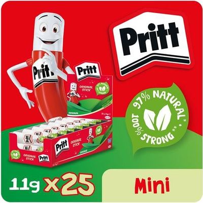 Pritt Original Glue Stick Sustainable Long Lasting Strong Adhesive Solvent Free Value Pack 11g (Pack 25) - 1564149