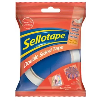 Sellotape Double Sided Tape with Strong Adhesive on Both Sides - Easy Tearing and Removable Backing Paper 12mm x 33m (Pack 8) - 1589241