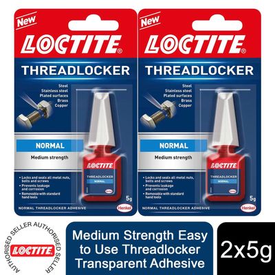Loctite Medium Strength Easy to Use Threadlocker Transparent Adhesive 5g, 2 Pack - Threadlocker Adhesive