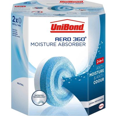 Unibond Aero 360 Moisture Absorber 2-in-1 Anti-Moisture and Anti-Odour Neutral Pure Refill (Pack 2) - 2633442