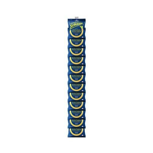 Sellotape Original Golden Tape Easy Tear Extra Sticky 24mm x 50m Clip Strip (Pack 12) - 2928293 - Image 1