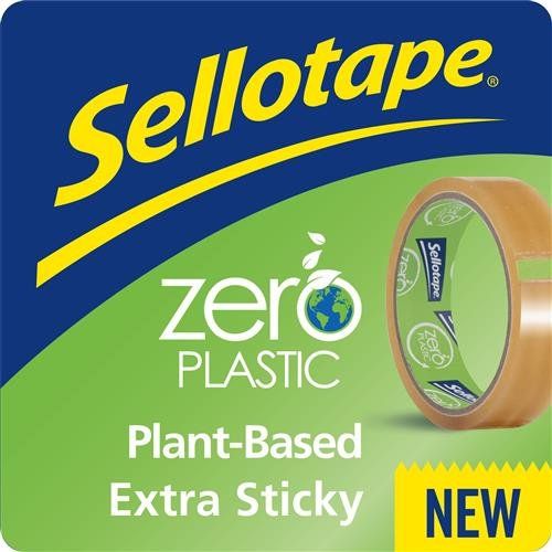 Sellotape Zero Plastic Plant Based Easy Tear Extra Sticky Tape Clear 24mm x 30m - 2956197 - Image 1