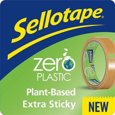 Sellotape Zero Plastic Plant Based Easy Tear Extra Sticky Tape Clear 24mm x 30m - 2956197