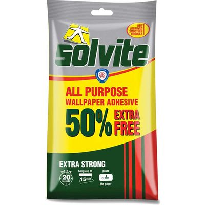 Solvite 1082225 All Purpose Extra Strong Wallpaper Paste - 10 Roll Sachet With 50% Free