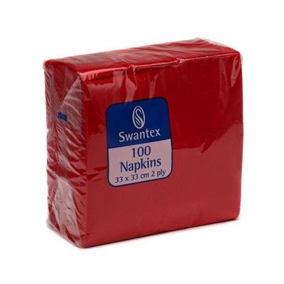 ValueX Napkins 2 Ply 330x330mm Red (Pack 100) - 0502015