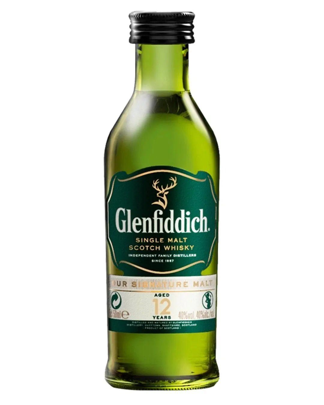 Glenfiddich 12 Year Old Miniature Speyside Single Malt Scotch Whisky - Image 1