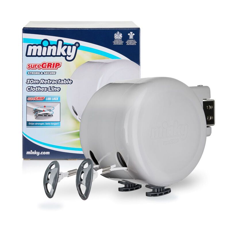 30m Retractable Reel Nylon Washing Line - White - Image 1