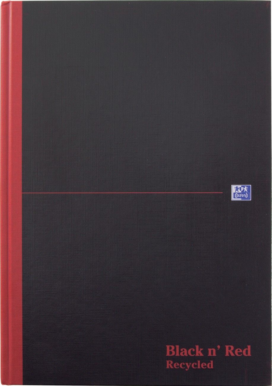 Oxford Black N Red Hardback Casebound Recycled Notebook 192 Pages A4 (Pack of 2) 400194939 - Image 1